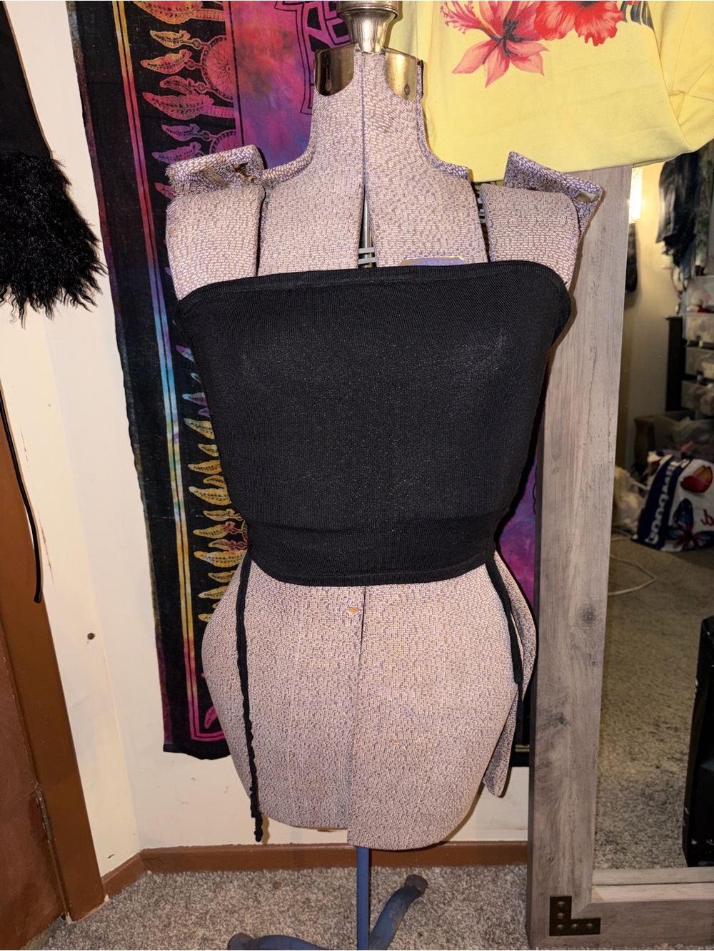 White Fox Black Strapless Tube Top - Women's Fashion